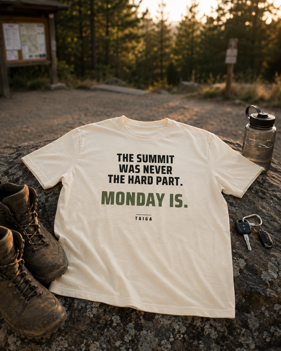The Summit Was Never The Hard Part. Monday Is. — Heavyweight Tee