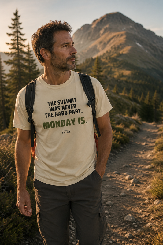 The Summit Was Never The Hard Part. Monday Is. — Heavyweight Tee