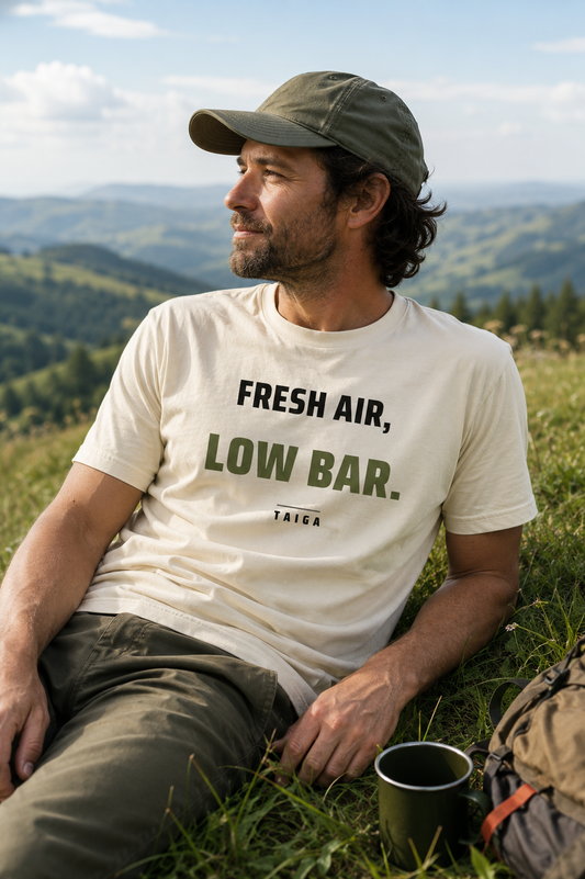 Fresh Air, Low Bar — Heavyweight Tee